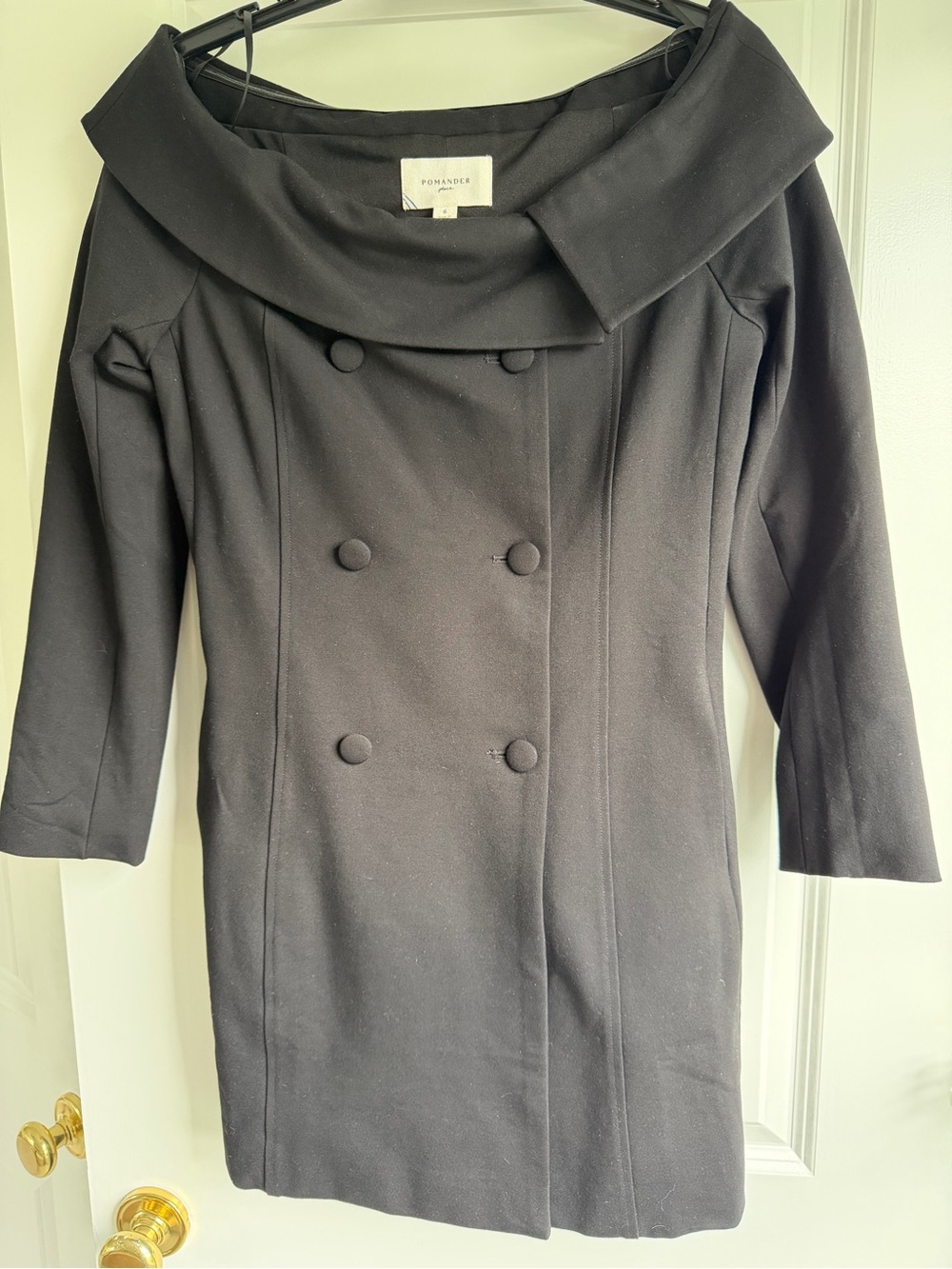 Black Off-Shoulder Double-Breasted Sweater Dress - WORN ONCE!